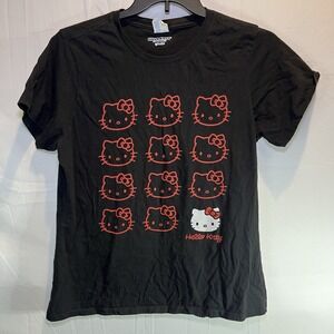 HELLO KITTY Shirt Short Sleeve Black with Red Kitty Face Women's XLarge XL